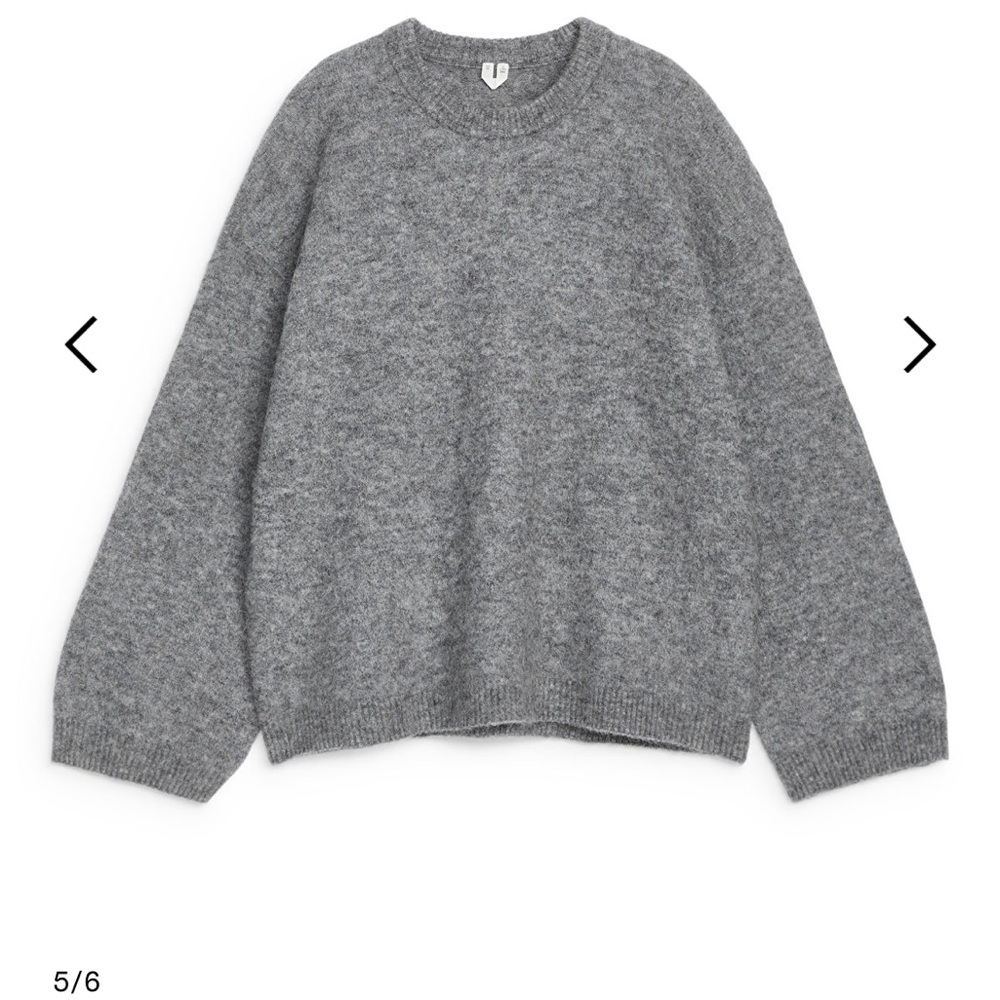 Gray Fuzzy Crew Neck Sweater Arket